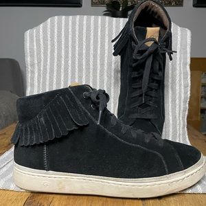 UGG Cali Fringe High Top Black Suede Sneaker Size 11.5